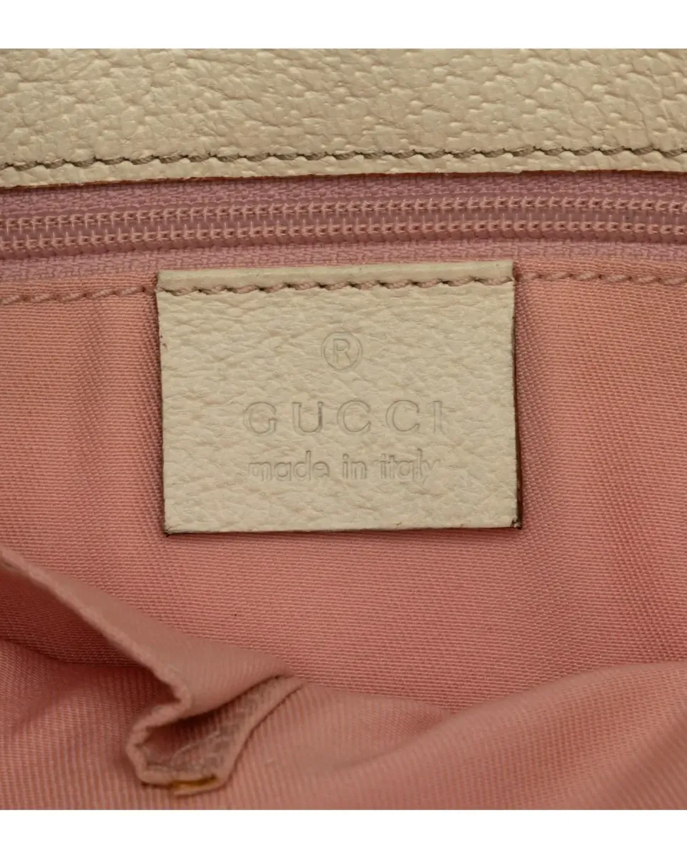 Preloved Canvas Shoulder Bag with Leather Trim and Interior Pockets