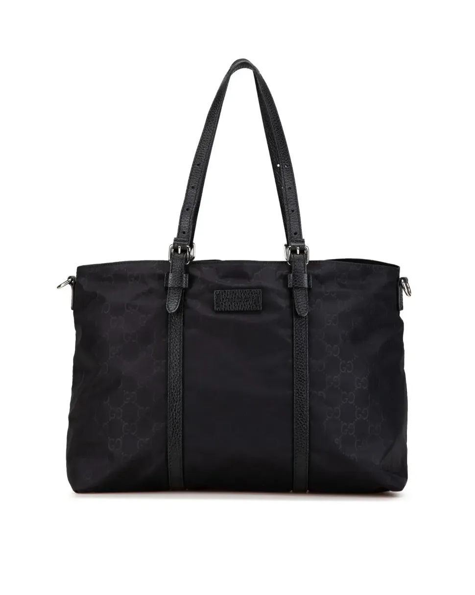 Preloved Canvas Tote with Leather Trim and Open Top