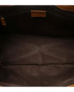 Preloved Check Pattern Canvas Shoulder Bag with Leather Trim