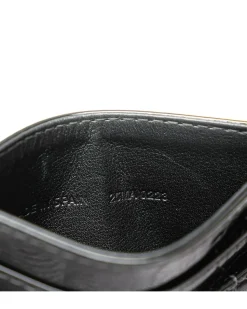 Preloved Coated Canvas Card Holder with Leather Trim and Magnetic