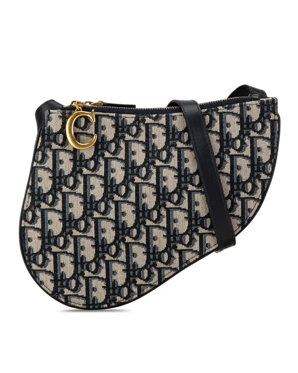 Preloved Crystal Embellished Leather Belt Bag with Adjustable Waist