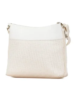 Preloved Diamante Coated Canvas Crossbody Bag with Leather Trim