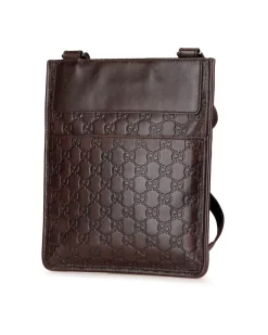 Preloved Embossed Leather Crossbody Bag with Adjustable Strap