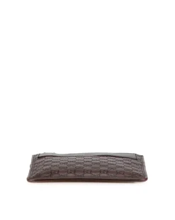 Preloved Embossed Leather Crossbody Bag with Adjustable Strap
