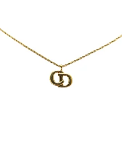 Preloved Gold Plated CD Logo Pendant Necklace with Spring Ring Closure
