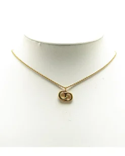 Preloved Gold Plated CD Logo Pendant Necklace with Spring Ring Closure