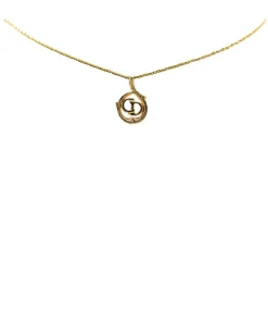 Preloved Gold Plated CD Logo Pendant Necklace with Spring Ring Closure
