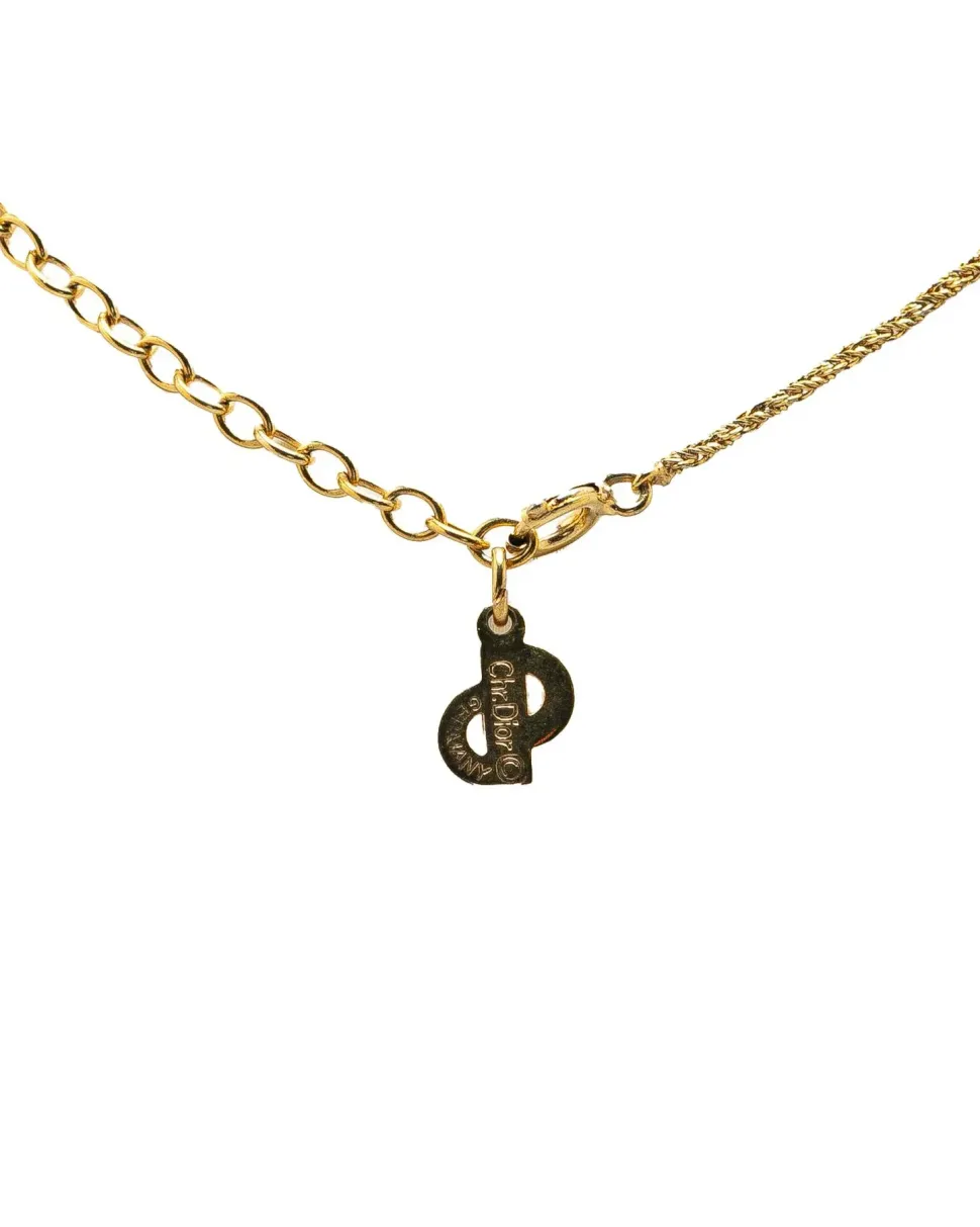 Preloved Gold Plated CD Logo Pendant Necklace with Spring Ring Closure