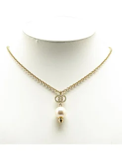 Preloved Gold Plated Faux Pearl Drop Pendant Necklace