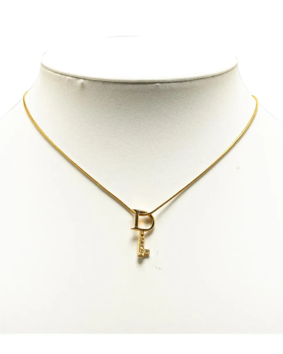 Preloved Gold Plated Key Pendant Necklace with Lobster Claw Closure