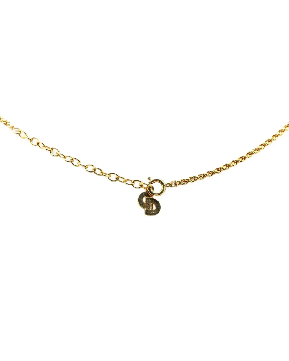 Preloved Gold Plated Rhinestone Heart Pendant Necklace