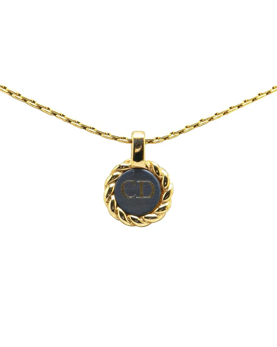 Preloved Gold Plated Rhinestone Pendant Necklace