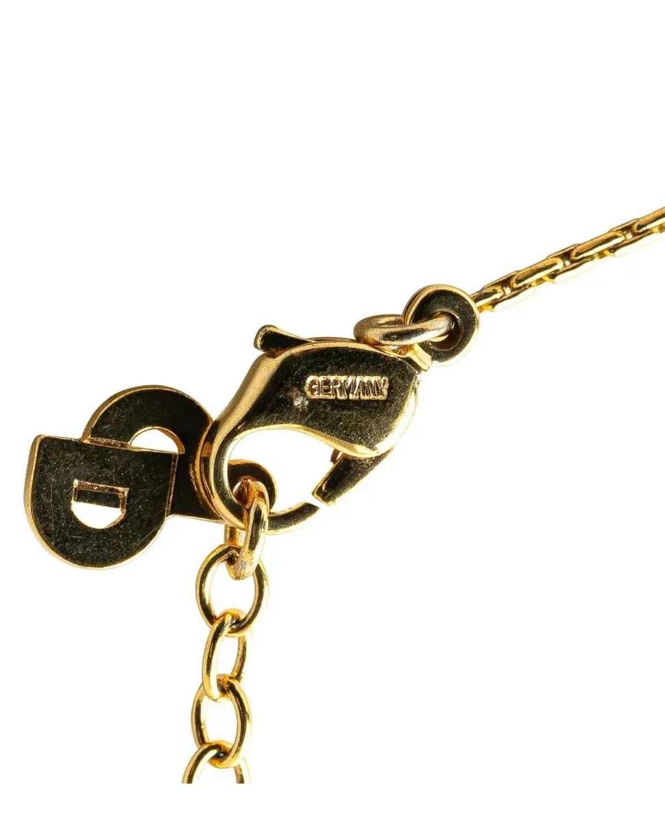 Preloved Gold Plated Rhinestone Pendant Necklace