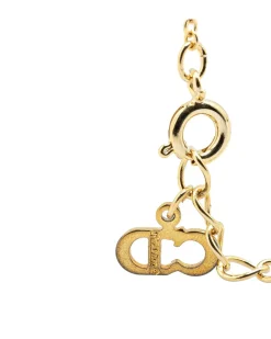 Preloved Gold Plated Rhinestones Padlock Pendant Necklace