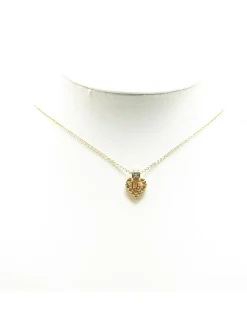 Preloved Gold Plated Rhinestones Padlock Pendant Necklace