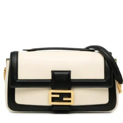 Preloved graphy FF Baguette Shoulder Bag in Black Leather