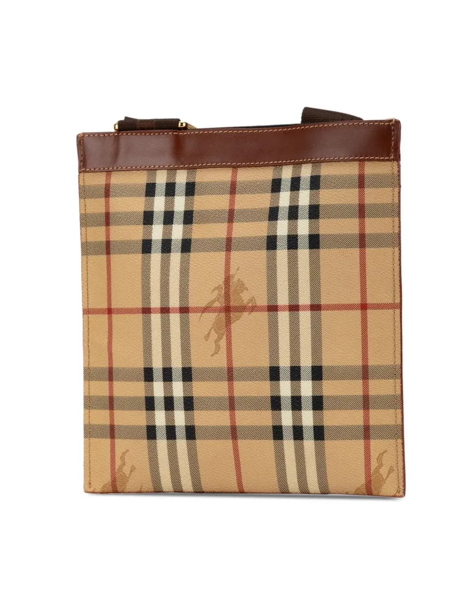Preloved House Check Canvas Crossbody Bag with Leather Trim and