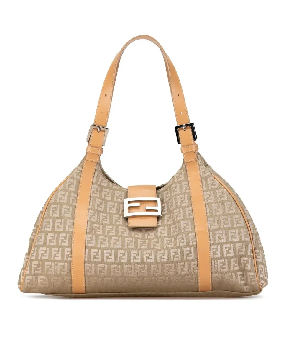 Preloved 2Jours Beige Canvas Shoulder Bag