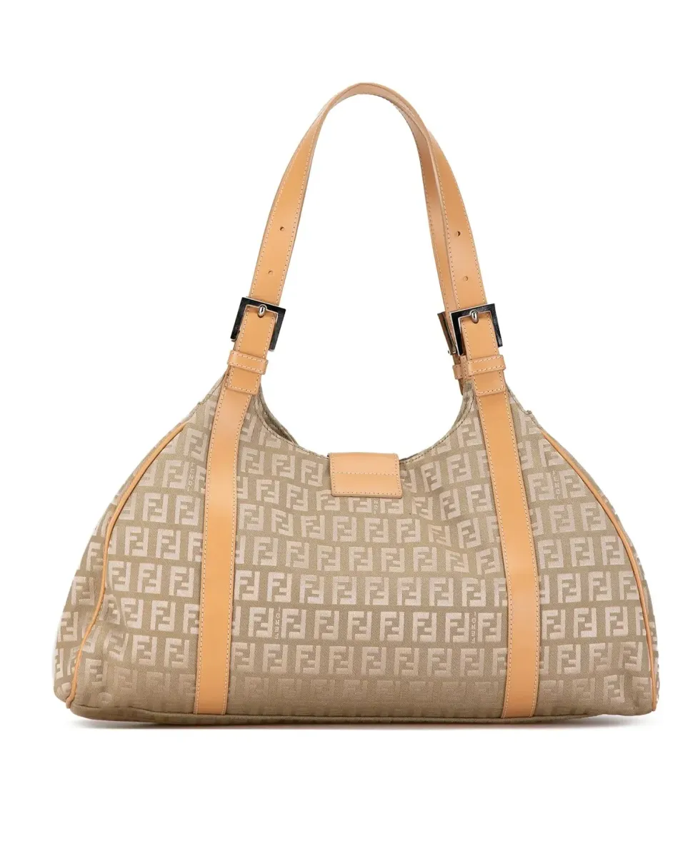 Preloved 2Jours Beige Canvas Shoulder Bag