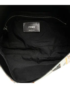 Preloved Large Canvas Twins Tote with Leather Handles