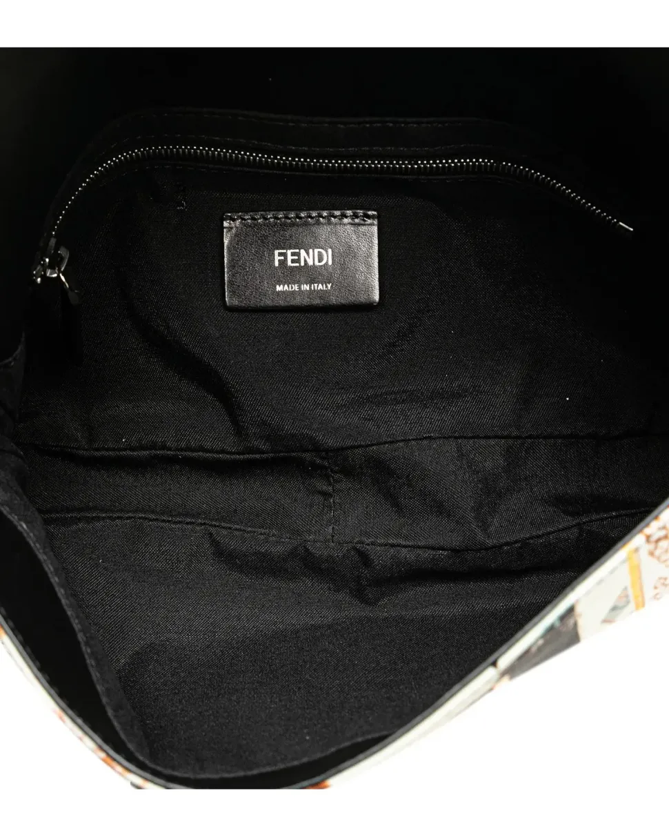Preloved Large Canvas Twins Tote with Leather Handles