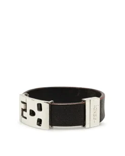 Preloved Leather Bracelet with Silver-Tone Hardware and Push Lock