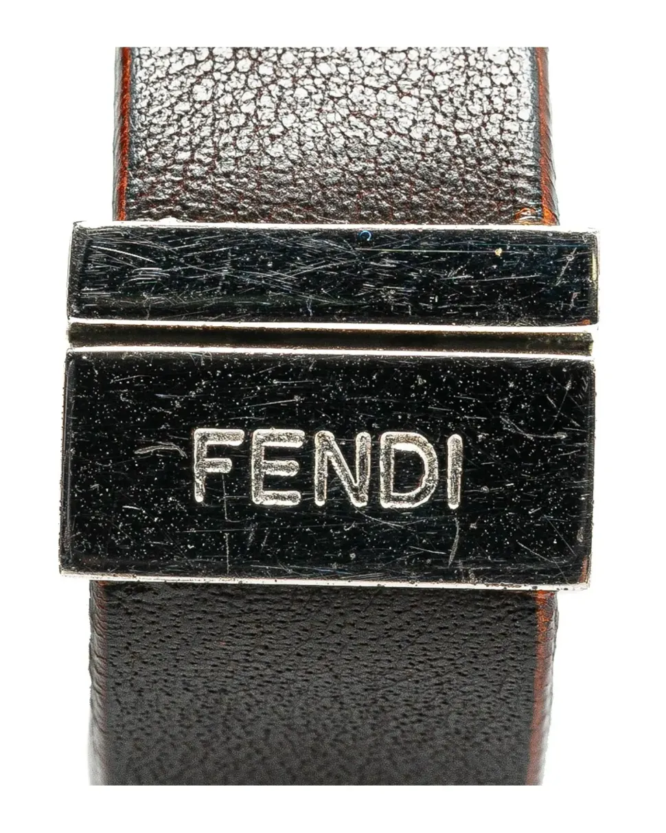 Preloved Leather Bracelet with Silver-Tone Hardware and Push Lock