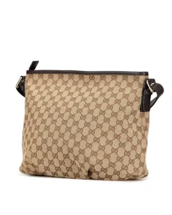 Preloved Leather Clutch with Web Detail and Top Zip Closure
