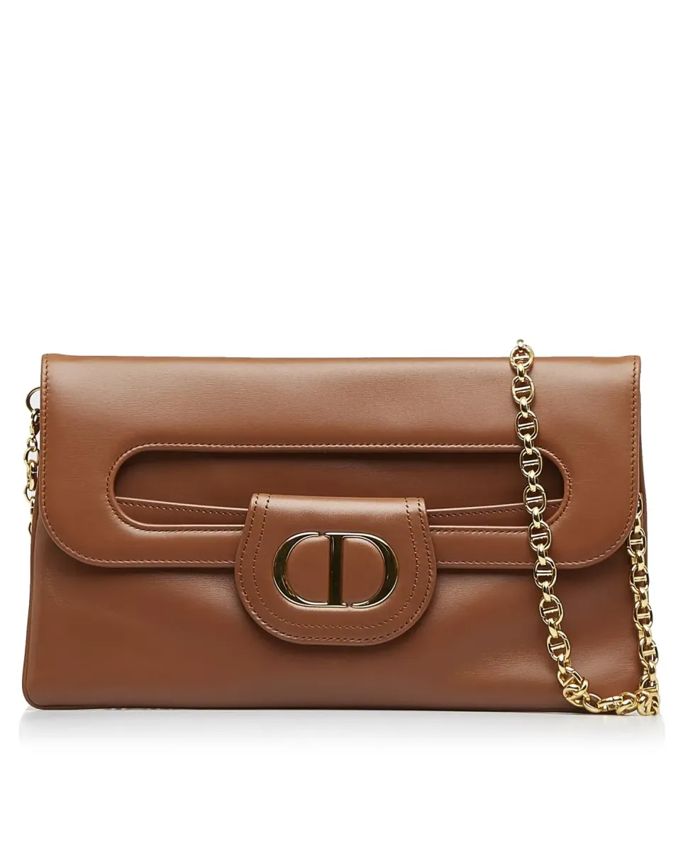 Preloved Leather Handbag with Drawstring Closure and Zip Pocket