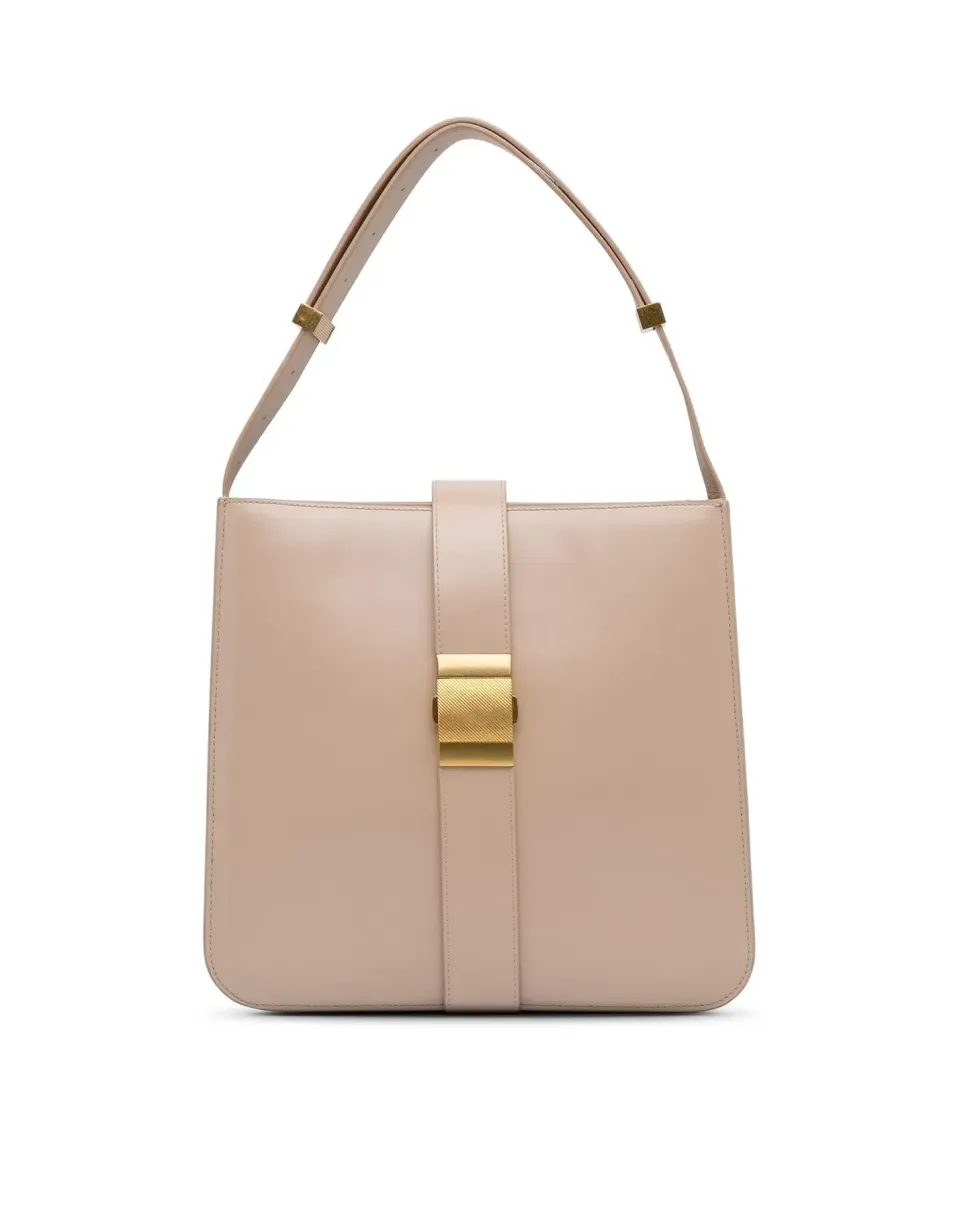 Preloved Leather Lock Shoulder Bag