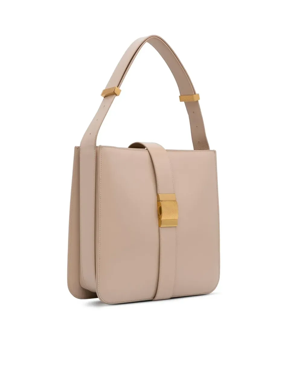 Preloved Leather Lock Shoulder Bag