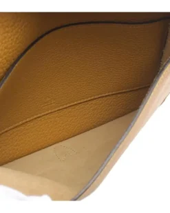 Preloved Leather Tote Bag with Rolled Handles and Interior Pockets