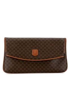 Preloved Logo Mania Leather Clutch with Interior Zip and Slip Pockets