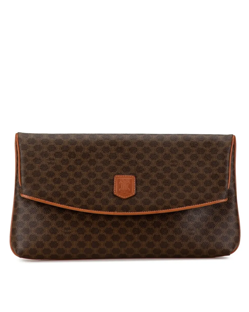 Preloved Logo Mania Leather Clutch with Interior Zip and Slip Pockets