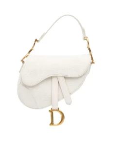 Preloved Medium Canvas Embroidered Lady D-Lite Handbag with Structured