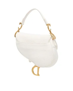Preloved Medium Canvas Embroidered Lady D-Lite Handbag with Structured