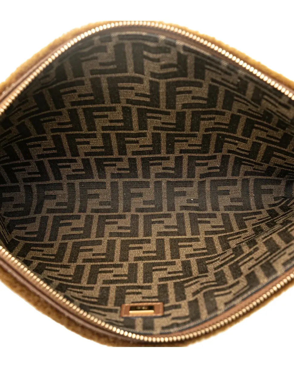 Preloved Medium Embroidered Canvas Saddle Bag with Leather Trim and