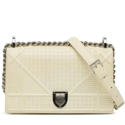 Preloved Medium Houndstooth Embroidered Canvas Book Tote with Rolled