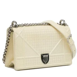 Preloved Medium Houndstooth Embroidered Canvas Book Tote with Rolled