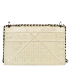 Preloved Medium Houndstooth Embroidered Canvas Book Tote with Rolled