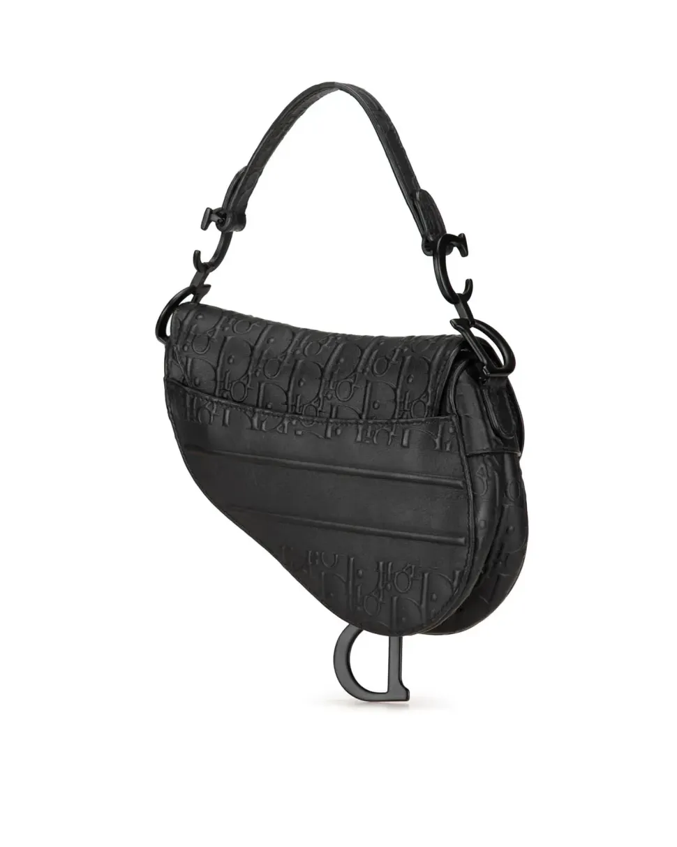 Preloved Medium Leather Saddle Bag with Magnetic Closure