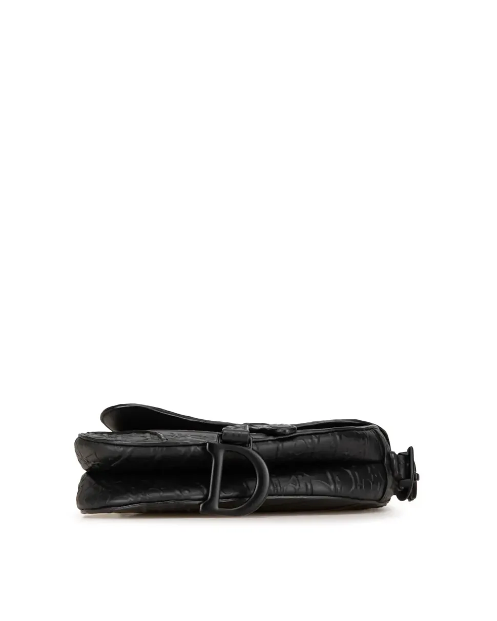 Preloved Medium Leather Saddle Bag with Magnetic Closure