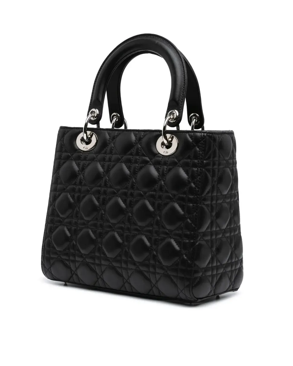 Preloved Medium Patent Cannage Quilted Leather Bag with Detachable