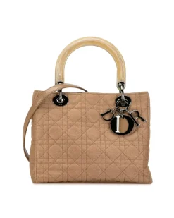 Preloved Medium Quilted Lambskin Leather Bag with Detachable Strap