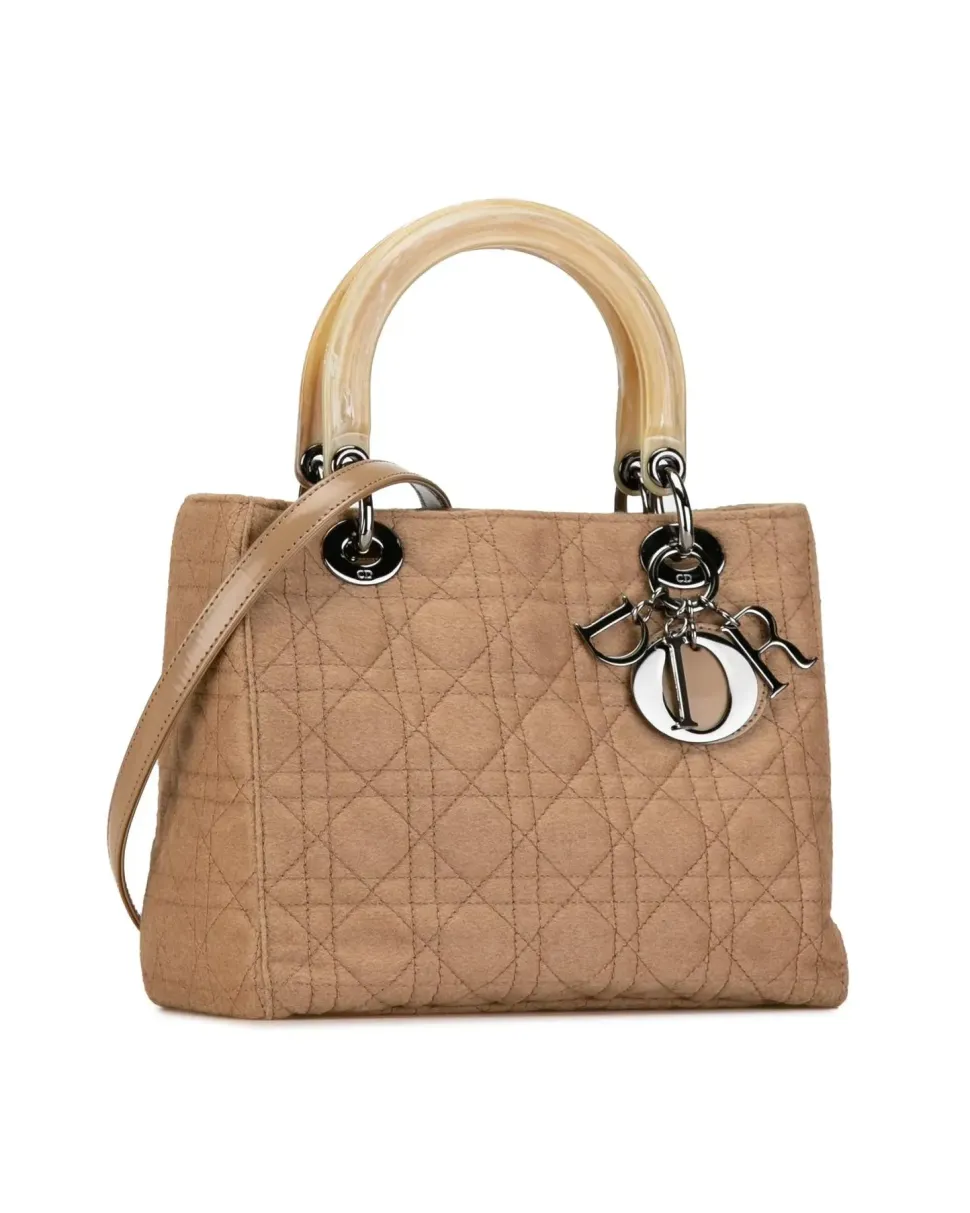 Preloved Medium Quilted Lambskin Leather Bag with Detachable Strap