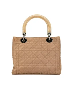 Preloved Medium Quilted Lambskin Leather Bag with Detachable Strap