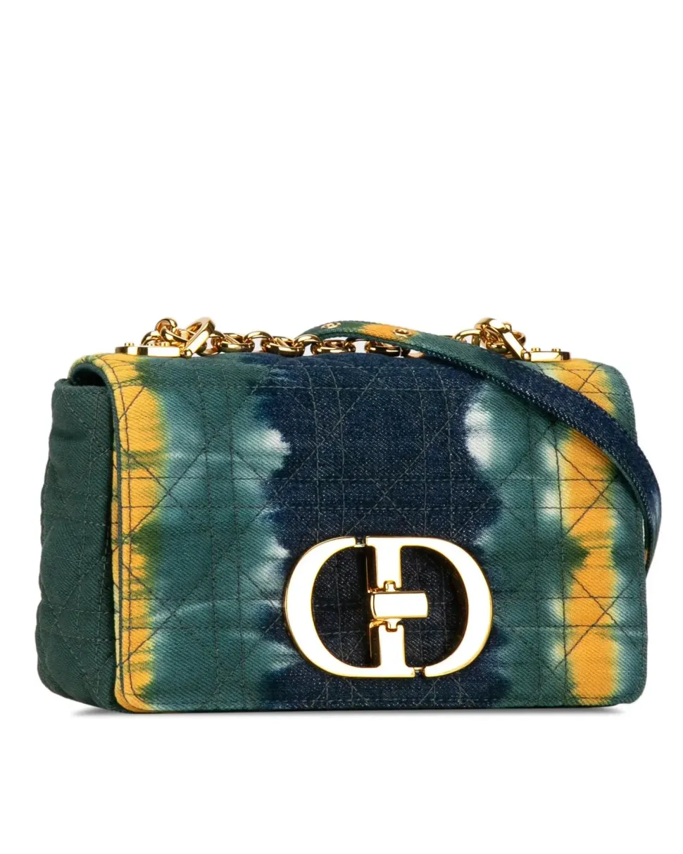 Preloved Medium Tie-Dye Embroidered Canvas Bag with Detachable