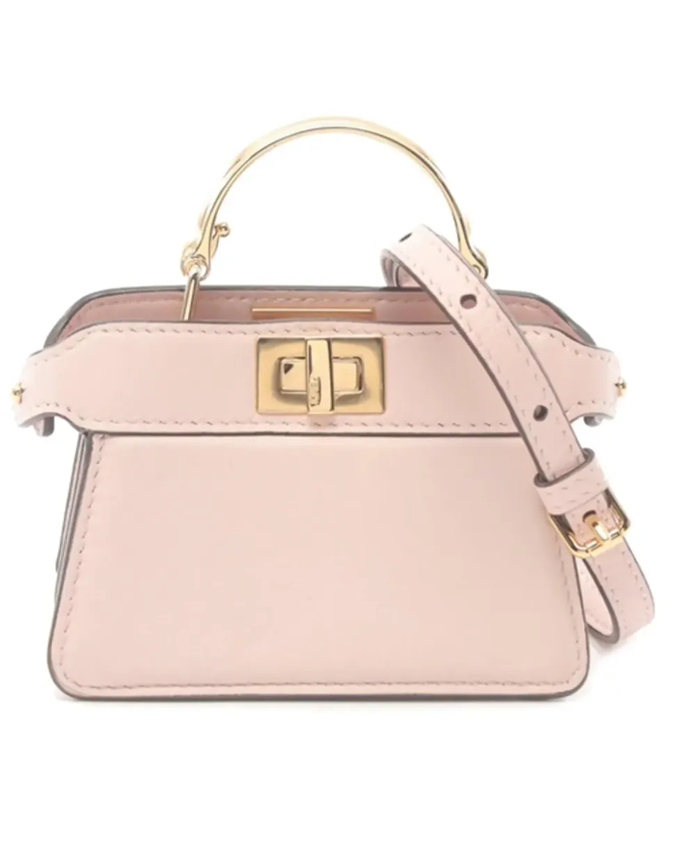 Preloved Mini Embossed Leather Baguette Satchel with Detachable Straps