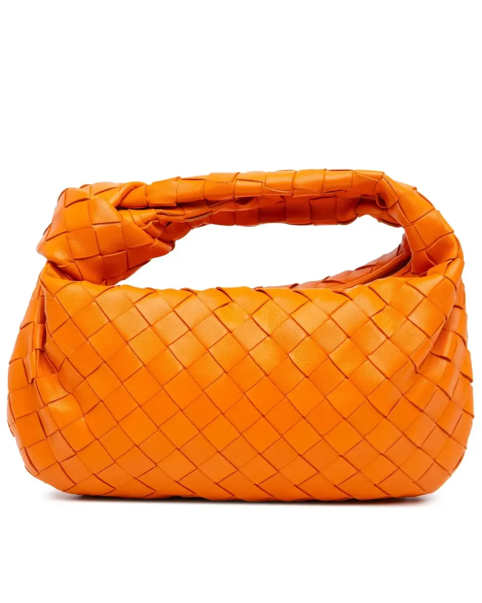 Preloved Mini Intrecciato Woven Leather Top Zip Bag