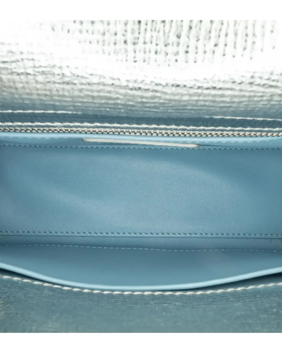 Preloved Mini Leather Saddle Shoulder Bag with Magnetic Snap Closure